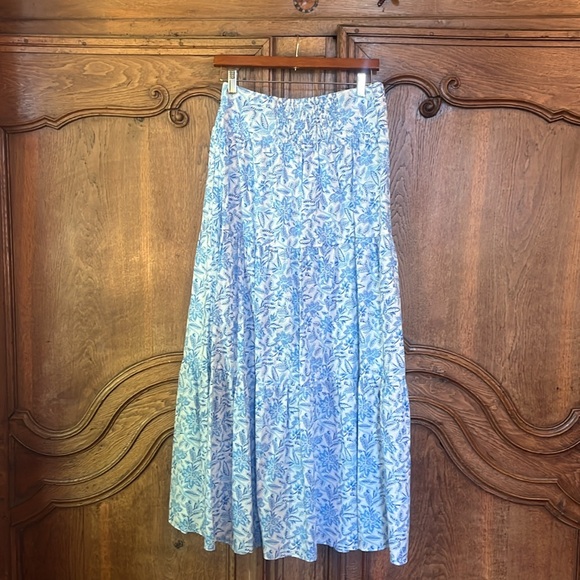 J.McLaughlin Ophelia Cotton Voile Floral Print Tiered Ruffle Maxi Skirt - Picture 8 of 12